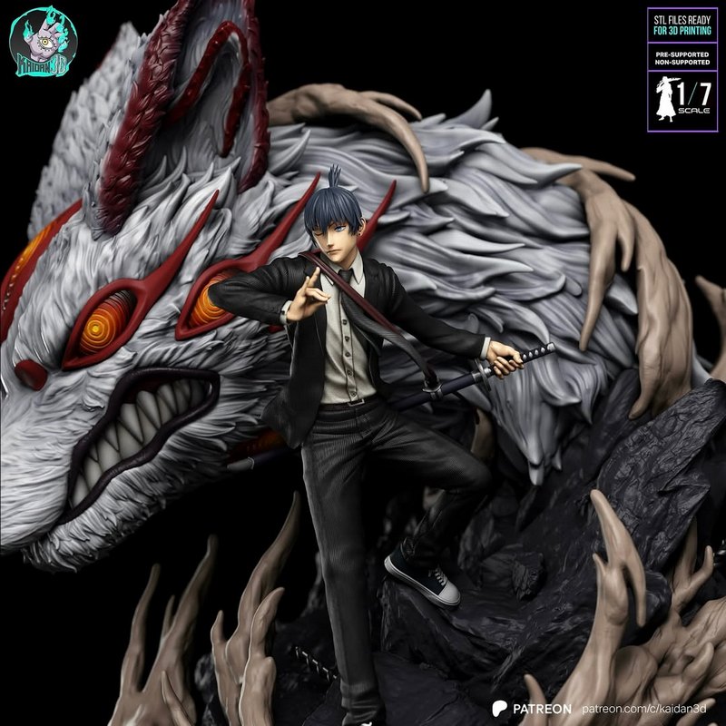 Kaidan 3D打印模型：Aki Hayakawa x The Fox Devil（ Chainsaw Man）|Kaidan – Aki Hayakawa x The Fox Devil – Chainsaw Man – 3D Print Model