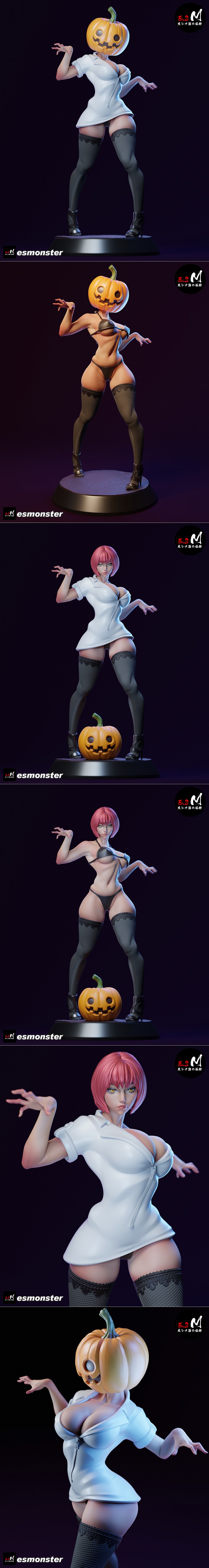E.S怪物——南瓜小姐 3D打印模型|E.S Monster – Lady Pumpkin – 3D Print Model STL