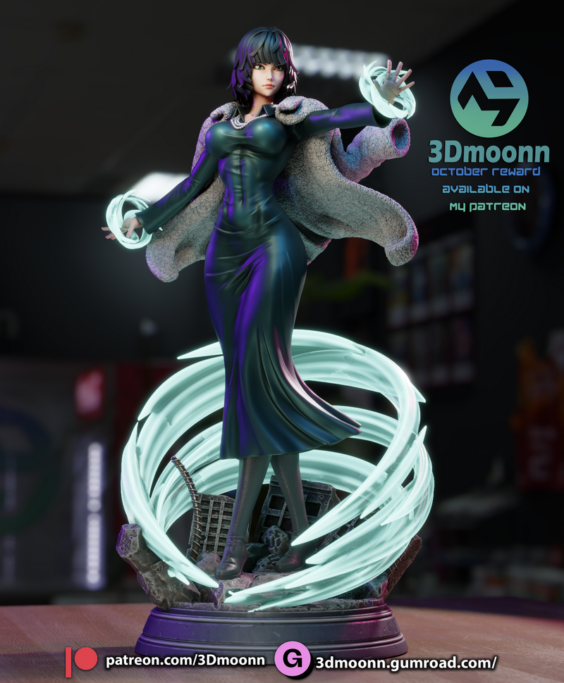 3D打印模型：一人之下 Fubuki 战斗少女|3Dmoonn – Fubuki – One-Punch Man – 3D Print Model