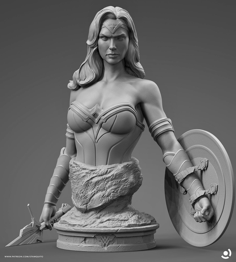 斯塔利恩库图 - 女超人雕像 - 3D打印模型|Stalyn Quito – Wonder Woman Bust – 3D Print Model STL