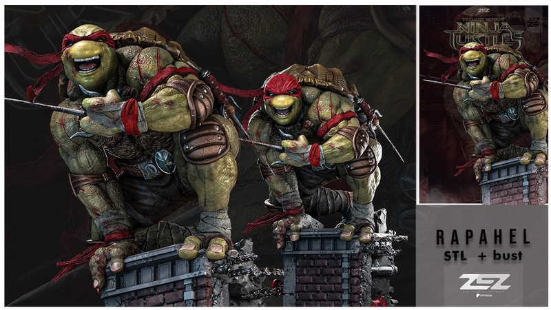 ZEZ工作室 乐高忍者 Raphael 3D打印模型|ZEZ Studios – Raphael TMNT + Bust – 3D Print Model