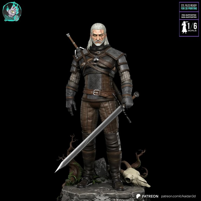 《巫师3：杰洛特3D打印模型》|Kaidan – Geralt of Rivia – The Witcher 3 – 3D Print Model