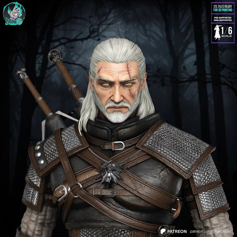 《巫师3：杰洛特3D打印模型》|Kaidan – Geralt of Rivia – The Witcher 3 – 3D Print Model