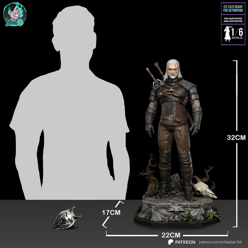 《巫师3：杰洛特3D打印模型》|Kaidan – Geralt of Rivia – The Witcher 3 – 3D Print Model