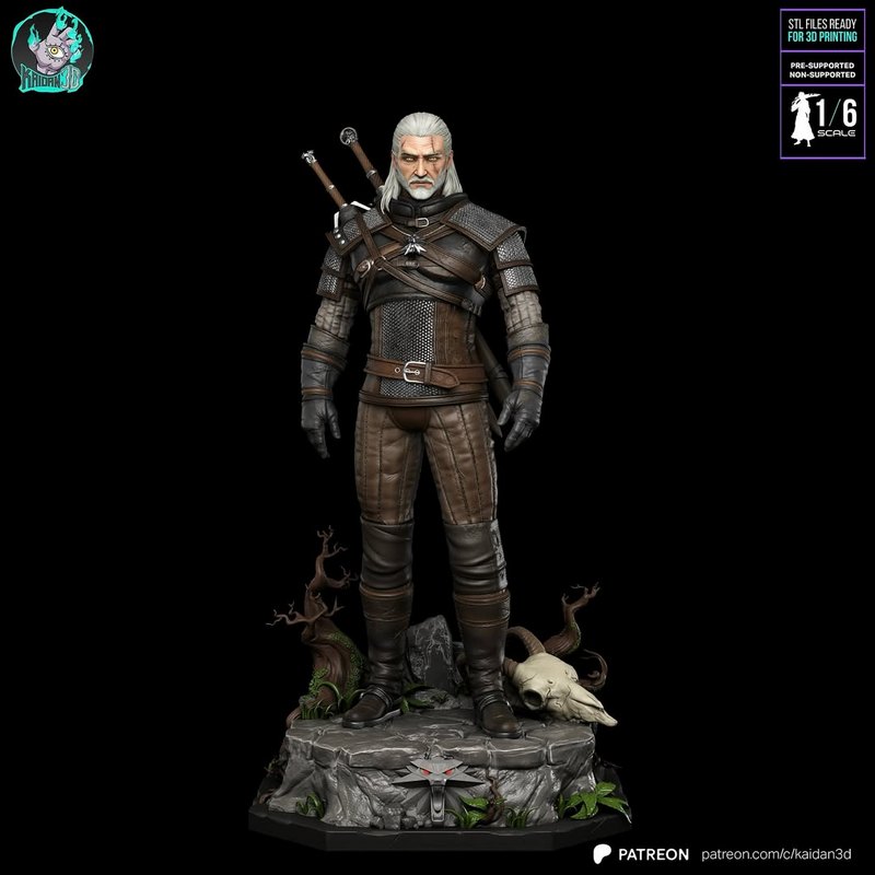 《巫师3：杰洛特3D打印模型》|Kaidan – Geralt of Rivia – The Witcher 3 – 3D Print Model