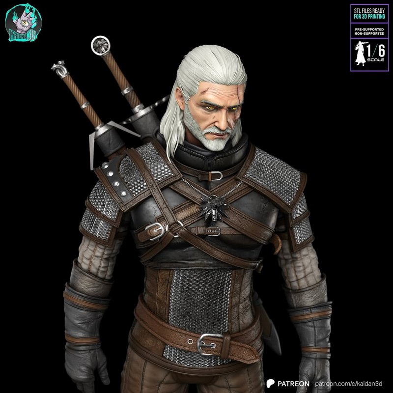 《巫师3：杰洛特3D打印模型》|Kaidan – Geralt of Rivia – The Witcher 3 – 3D Print Model