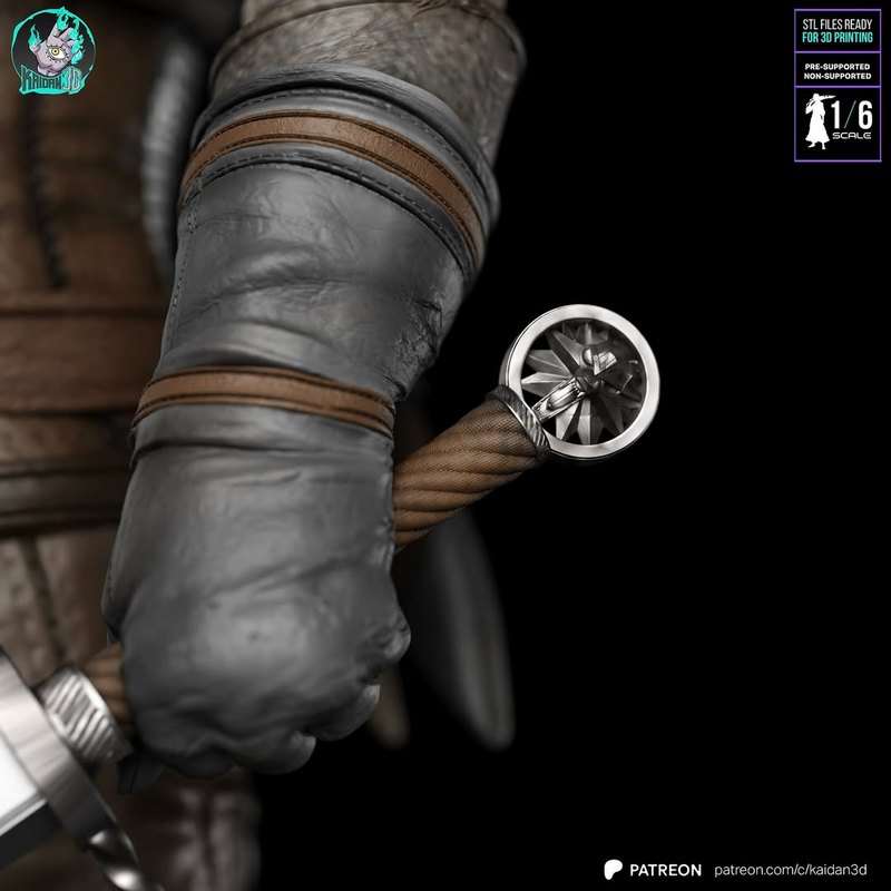 《巫师3：杰洛特3D打印模型》|Kaidan – Geralt of Rivia – The Witcher 3 – 3D Print Model