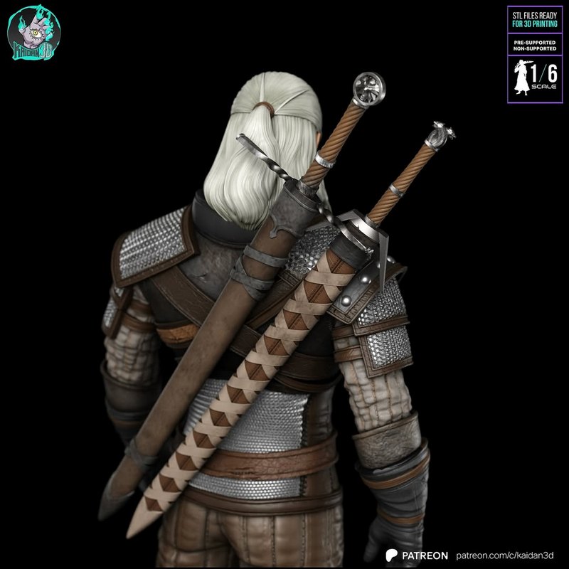 《巫师3：杰洛特3D打印模型》|Kaidan – Geralt of Rivia – The Witcher 3 – 3D Print Model