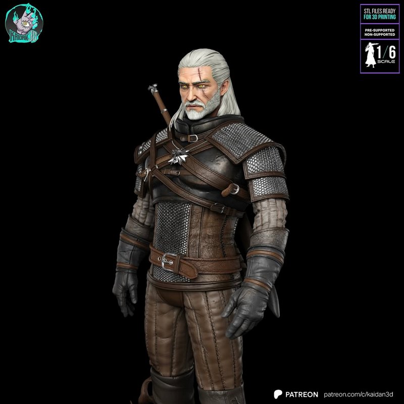《巫师3：杰洛特3D打印模型》|Kaidan – Geralt of Rivia – The Witcher 3 – 3D Print Model