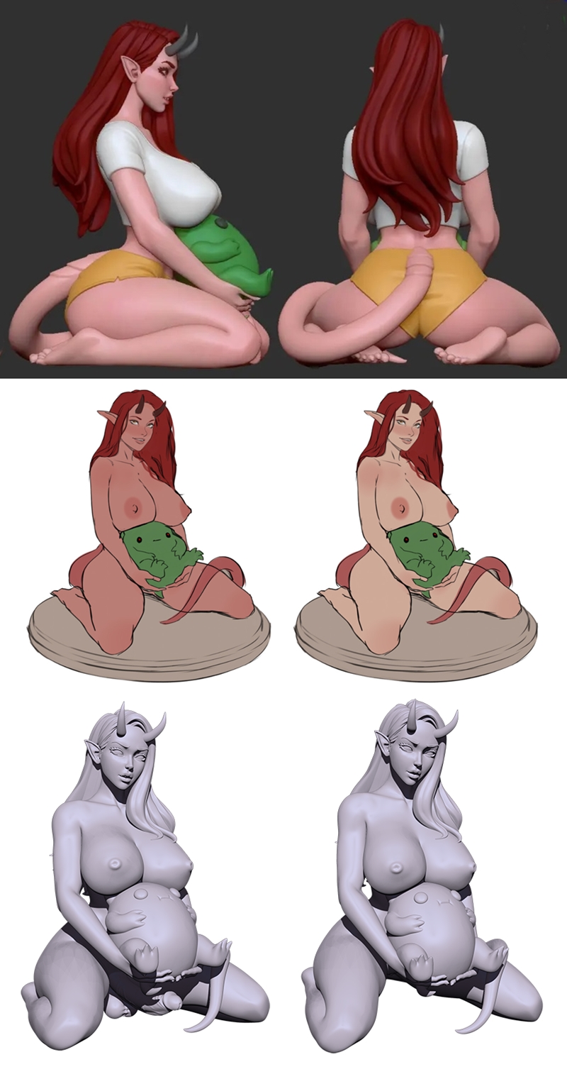 Texelion出品《Succy》可爱恶魔娘3D打印模型|Texelion – Succy – Lovely Demoness – 3D Print Model STL