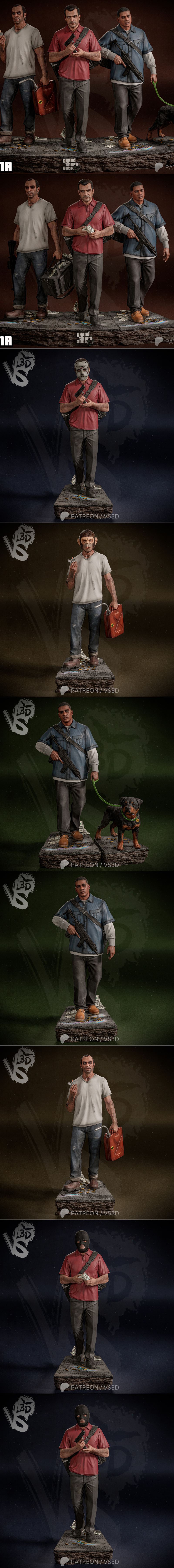 VS3D - 玩家角色模型 - 《GTA V》场景微缩3D打印模型|VS3D – GTA V – Diorama – 3D Print Model STL