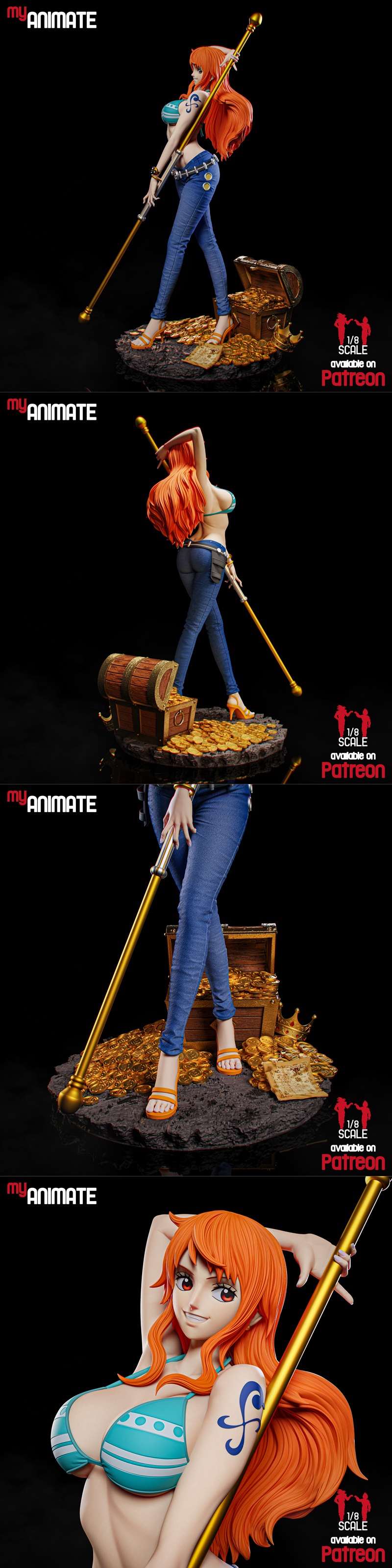 我的动漫-海贼王-娜美-3D打印模型|MyAnimate – One Piece – Nami – 3D Print Model STL