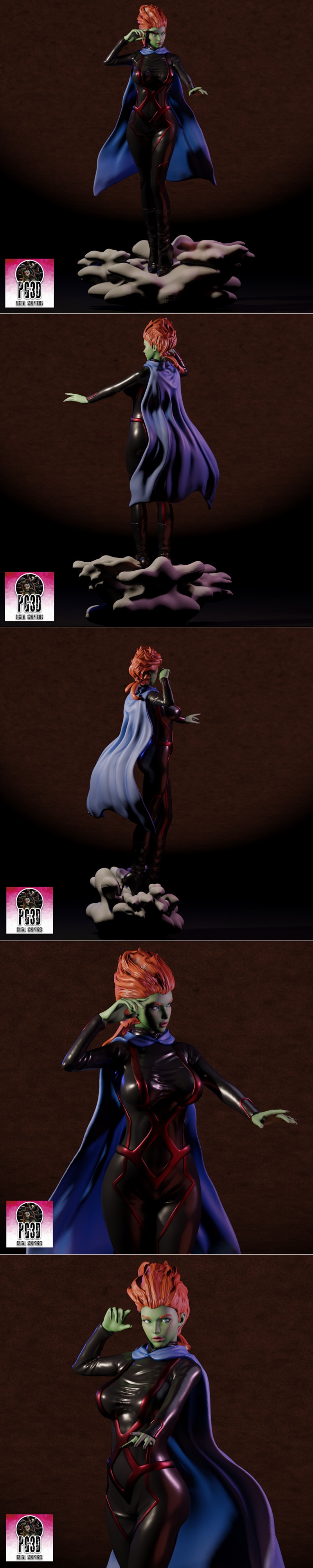 PgGasta - 太空火星少女 - 3D打印模型|PgGasta – Miss Martian – 3D Print Model STL