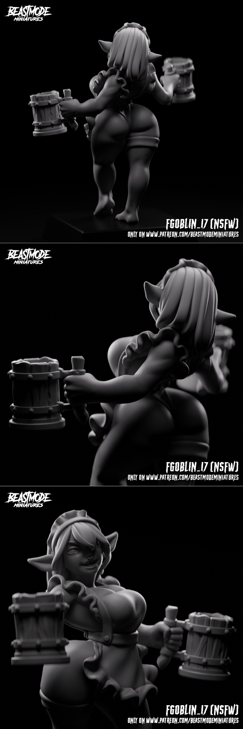 Beastmode迷你模型 - 女性地精 17 - 3D打印模型|Beastmode Miniatures – Female Goblin 17 – 3D Print Model STL