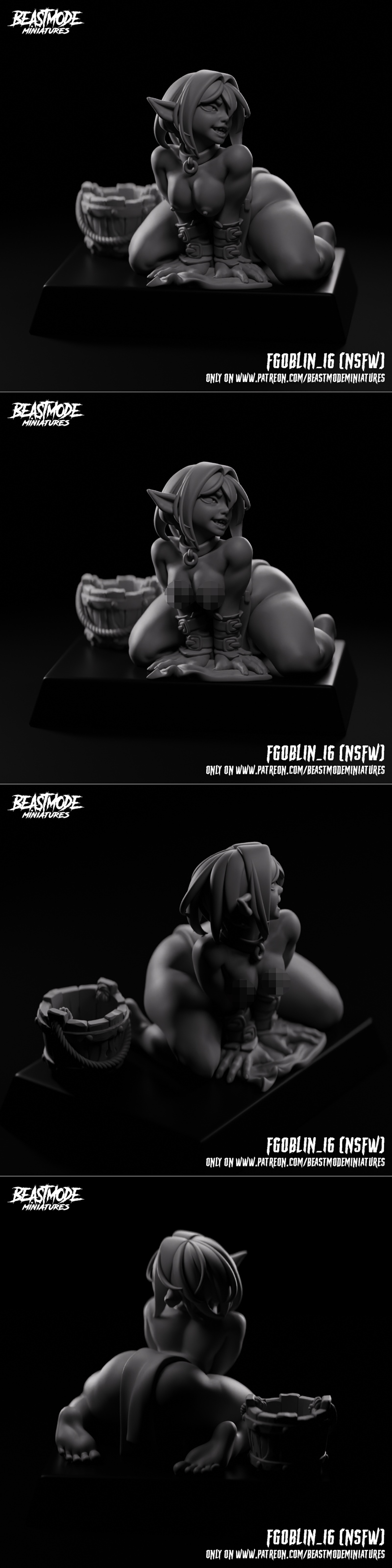 贝斯特模式迷你模型-女地精16号-3D打印模型|Beastmode Miniatures – Female Goblin 16 – 3D Print Model STL