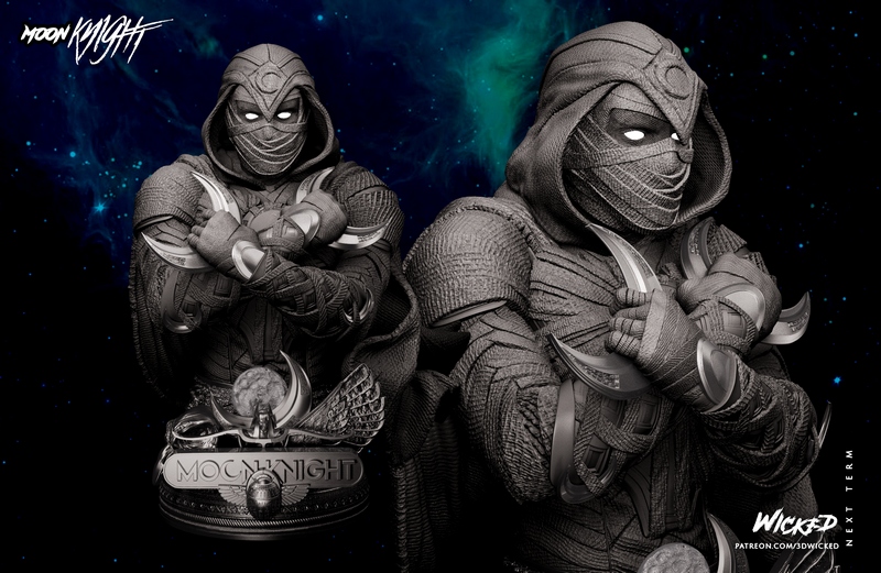 WICKED《月之骑士》3D打印模型|WICKED – Moon Knight Bust – 3D Print Model
