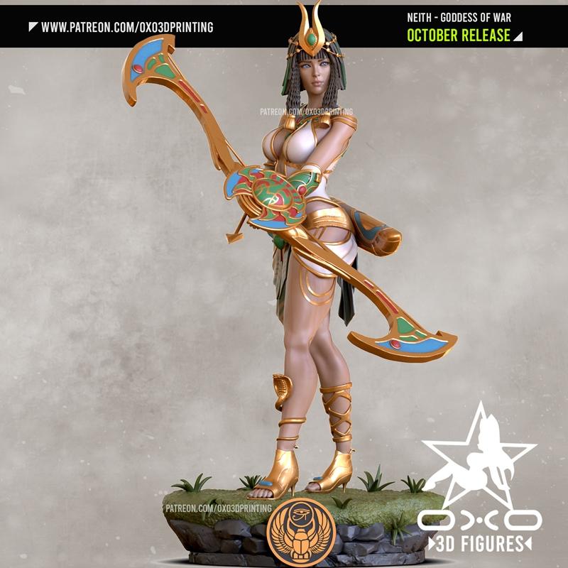 OXO3D埃及女神尼特3D打印模型|OXO3D Figures – Neith Egyptian Goddess – 3D Print Model STL