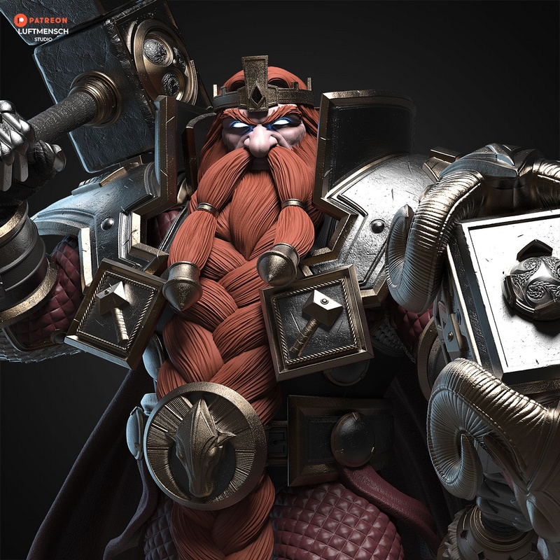 卢浮人工作室 - 马格尼·布罗恩 - 3D打印模型|Luftmensch Studio – Magni Bronzebeard – 3D Print Model