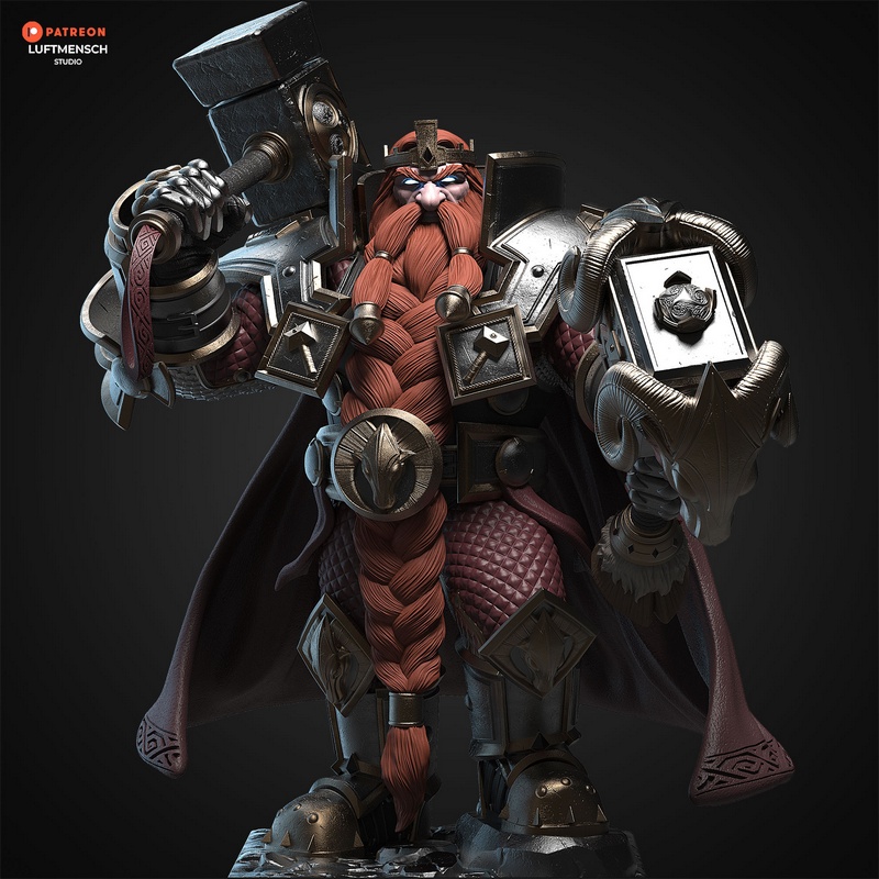 卢浮人工作室 - 马格尼·布罗恩 - 3D打印模型|Luftmensch Studio – Magni Bronzebeard – 3D Print Model