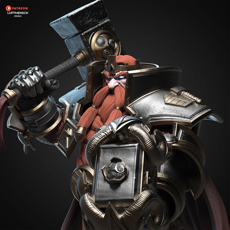 卢浮人工作室 - 马格尼·布罗恩 - 3D打印模型|Luftmensch Studio – Magni Bronzebeard – 3D Print Model