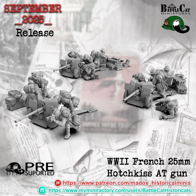 二战法国霍奇基斯反坦克炮 3D打印模型|WWII French Hotchkiss AT gun – 3D Print Model STL