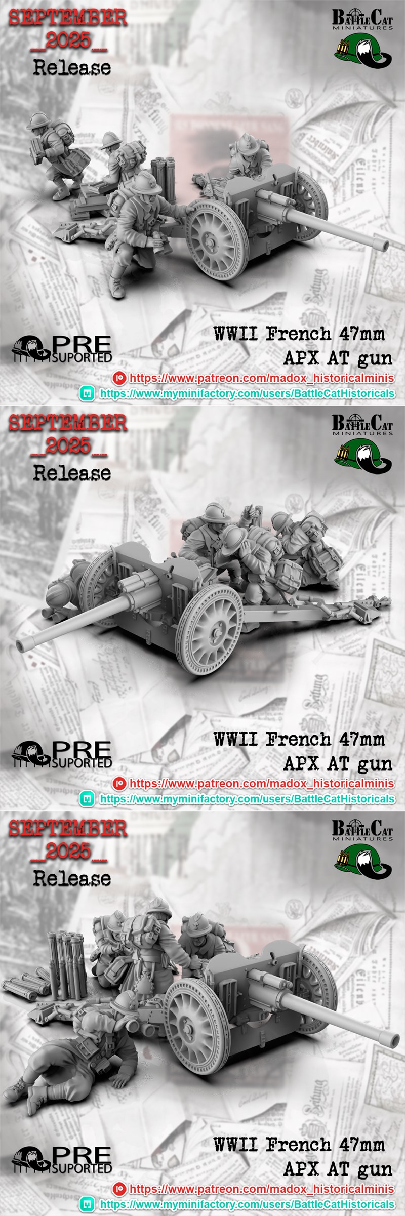 二战法国APX反坦克炮 3D打印模型|WWII French APX AT gun – 3D Print Model STL