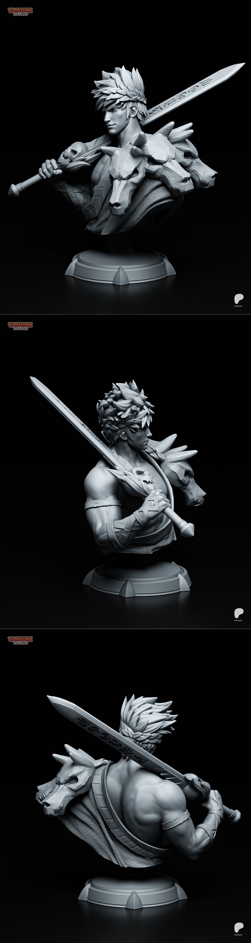 zagreus雕像 3D打印模型|Tanuki Figures – Zagreus Bust – 3D Print Model STL