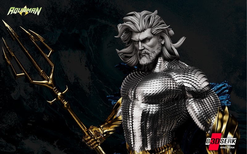 B3DSERK – 神秘水之王3D打印模型|B3DSERK – Aquaman Bust – 3D Print Model