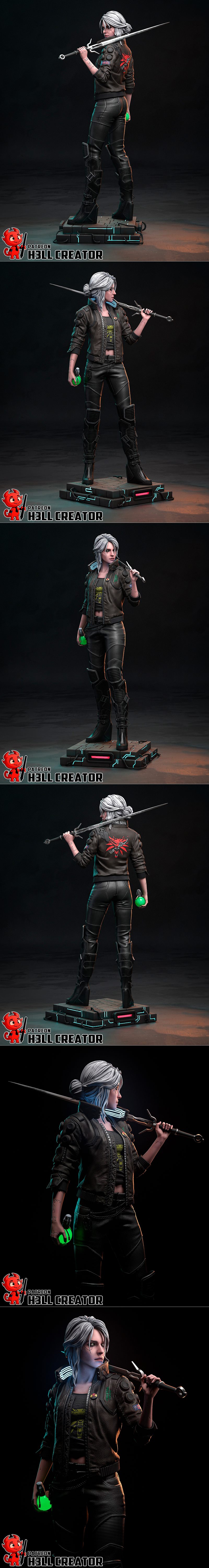 巫师：希里 3D打印模型|h3LL creator – The Witcher – Ciri Cyberpunk 2077 – 3D Print Model STL