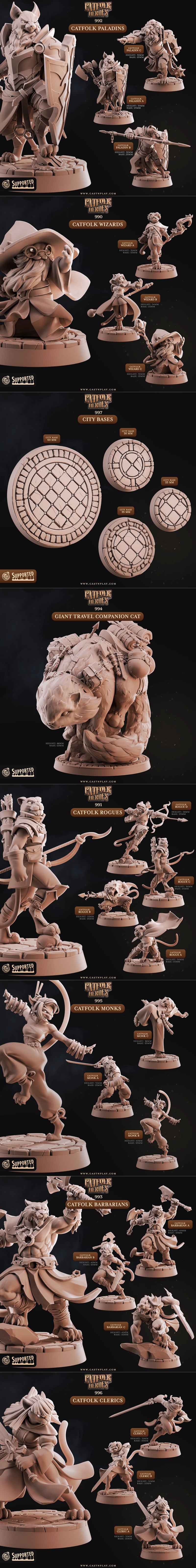 Cast n Play - 《猫族英雄》3D打印模型套装（2025年8月发布）|Cast n Play – Catfolk Heroes Set August 2025 – 3D Print Model STL