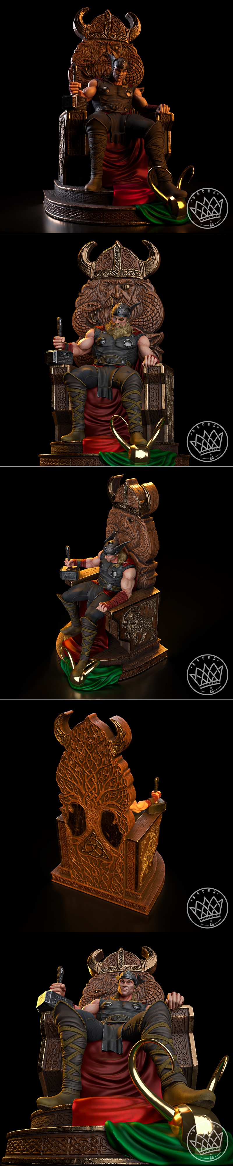 Nacho CG - 奥丁王之王 - 3D打印模型|Nacho CG – Thor King of Kings – 3D Print Model STL