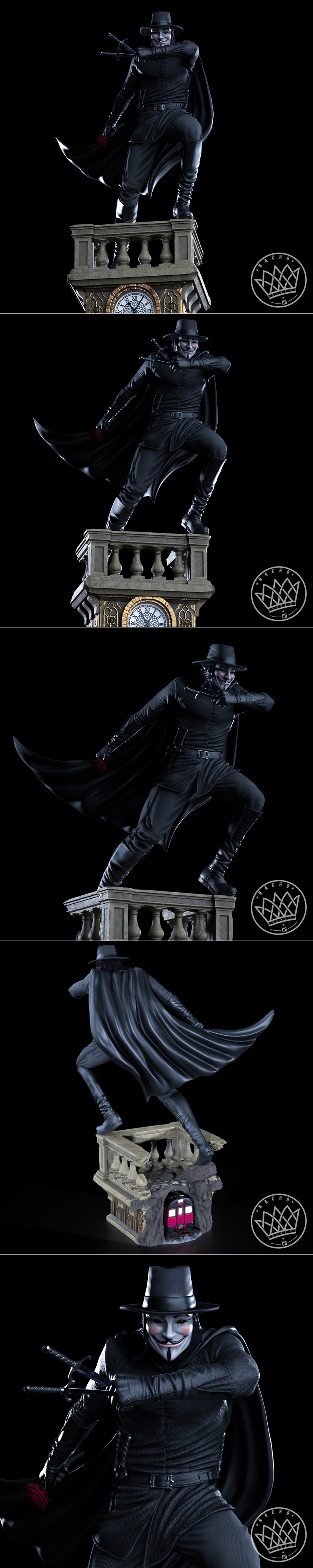 Nacho CG - 维克多·弗兰肯斯坦 - 3D打印模型|Nacho CG – V for Vendetta – 3D Print Model STL