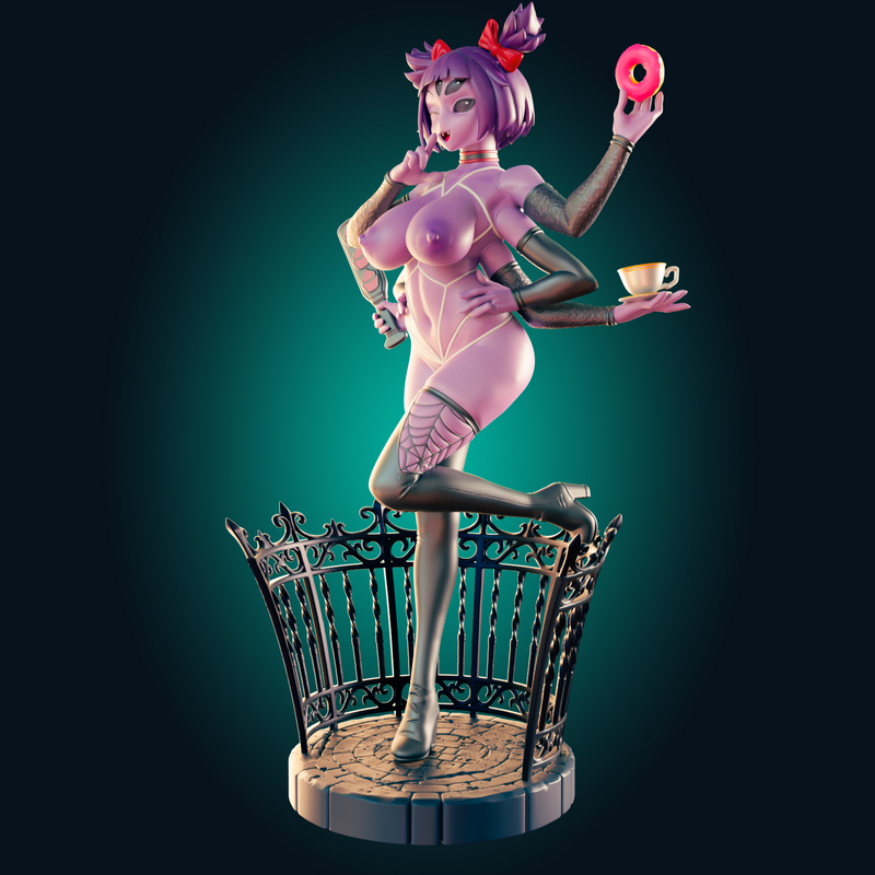 Rhu工作室推出《Muffet Thin与曲身蜘蛛少女》3D打印模型|Officer Rhu – Muffet Thin and Curvy Spider Girl – 3D Print Model