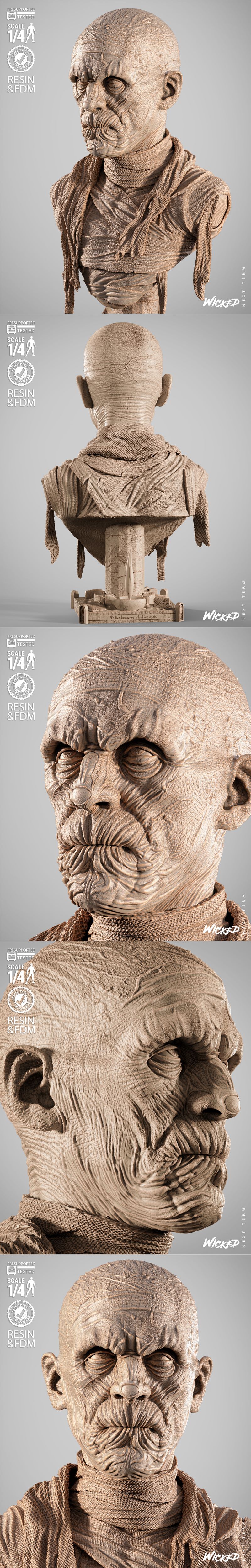 邪恶之魂：木乃伊肖像头像 3D打印模型|Wicked – The Mummy Portrait Bust – 3D Print Model STL