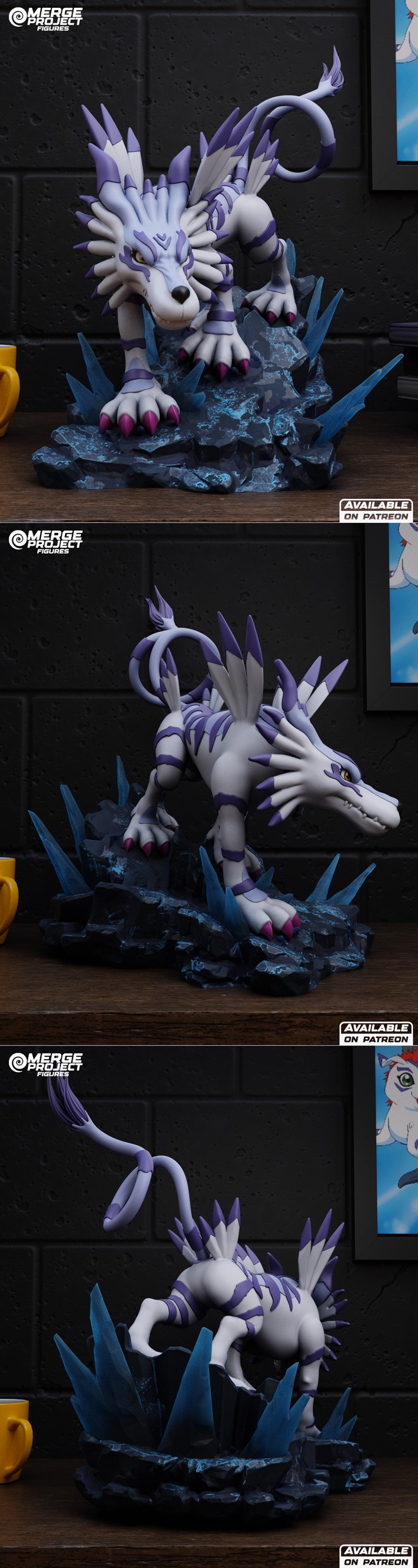 融合项目模型 - 战斗陀螺 - 高速龙 3D打印模型|Merge Project Figures – Digimon – Garurumon – 3D Print Model STL