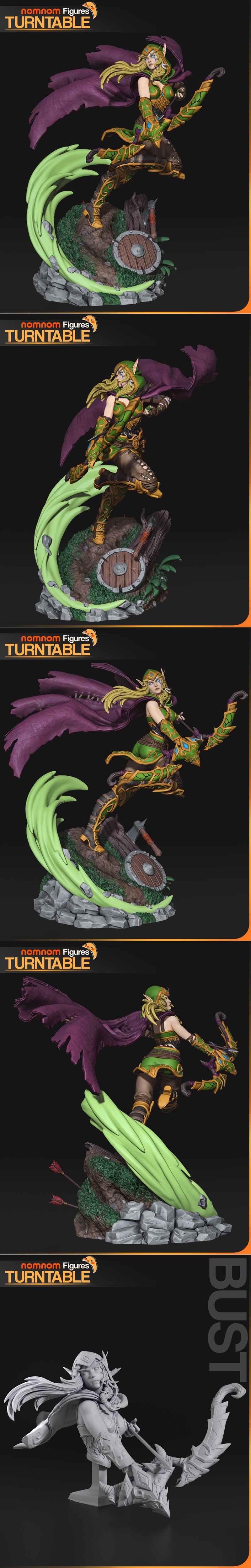 魔兽世界：暗影之怒 阿蕾莉亚·风行者 3D打印模型|Nomnom Figures – Alleria Windrunner – Warcraft III Reign of Chaos – 3D Print Model STL