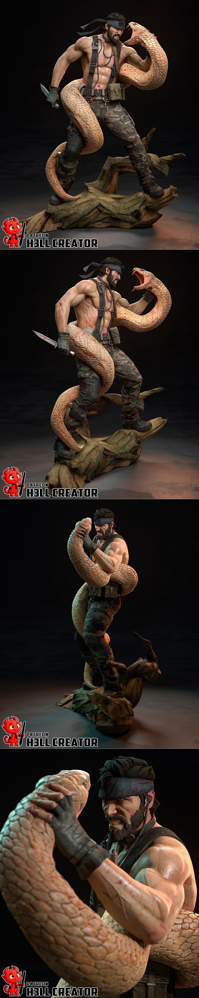 金属齿轮  Big Boss 3D打印模型|h3LL creator – Metal Gear – Big Boss – 3D Print Model STL