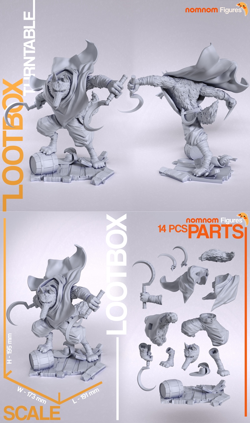 3D打印模型：死亡之谜·小猫巴斯蒂安|Nomnom Figures – Death – Puss in Boots – 3D Print Model STL