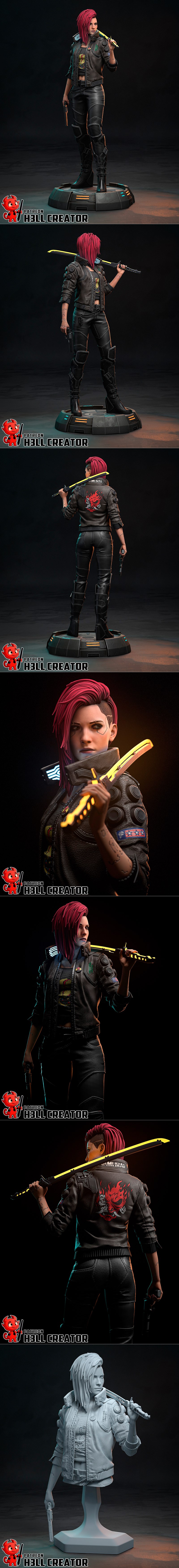 金属齿轮3D打印模型：大 Boss 与 女性V角色立体造型|h3LL creator – Metal Gear – Big BossCyberpunk – Female V – 3D Print Model STL