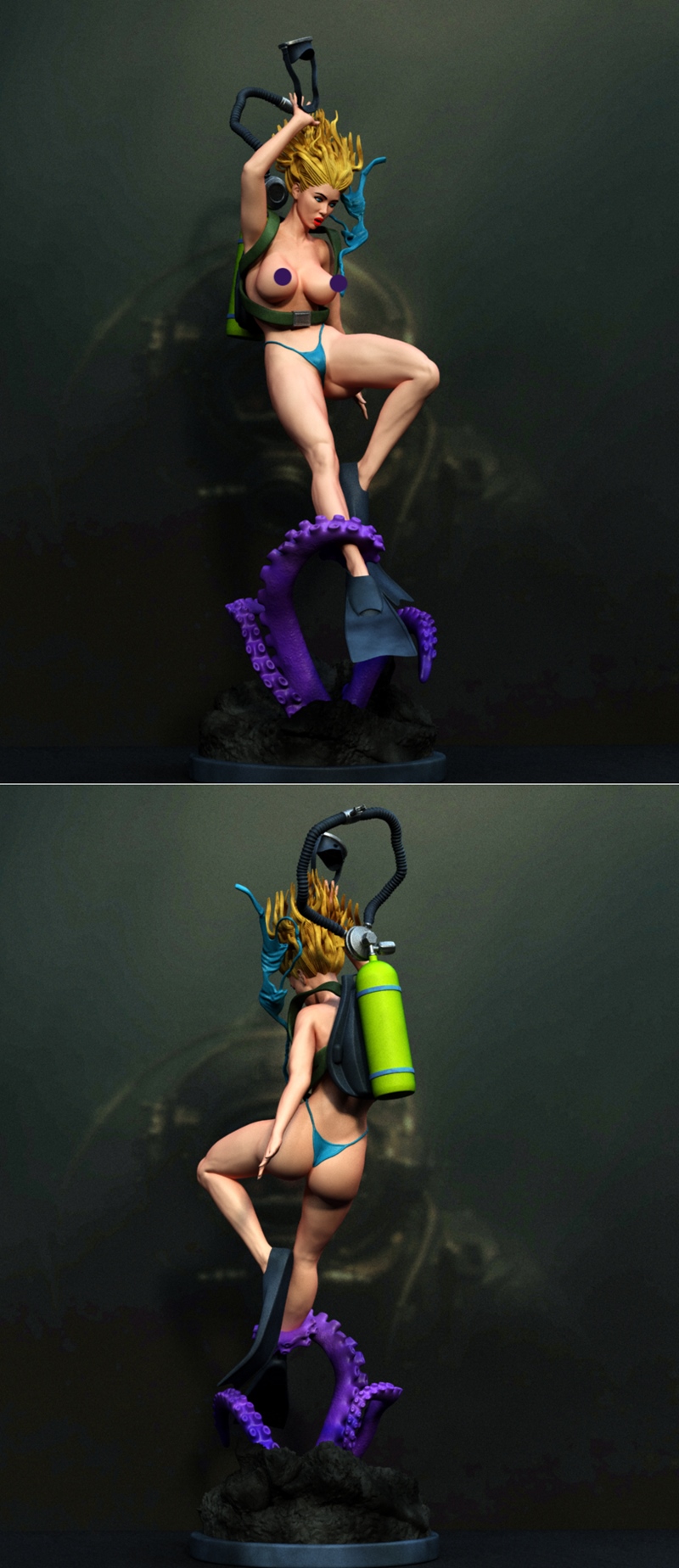 独家呈现——女性水下角色3D打印模型 STL|Exclusive – Female scuba – 3D Print Model STL