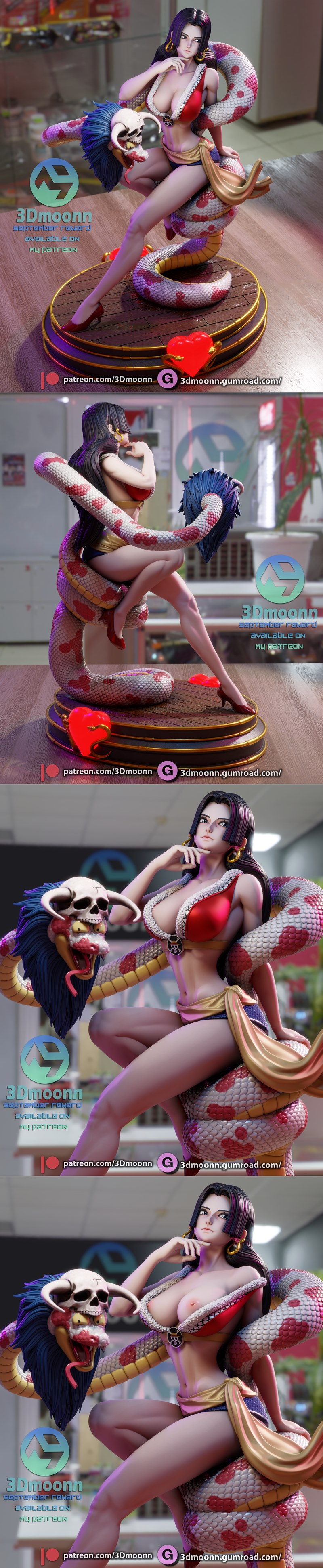 3D打印模型：海贼王·博阿·汉科克|3Dmoonn – One Piece – Boa Hancock – 3D Print Model STL