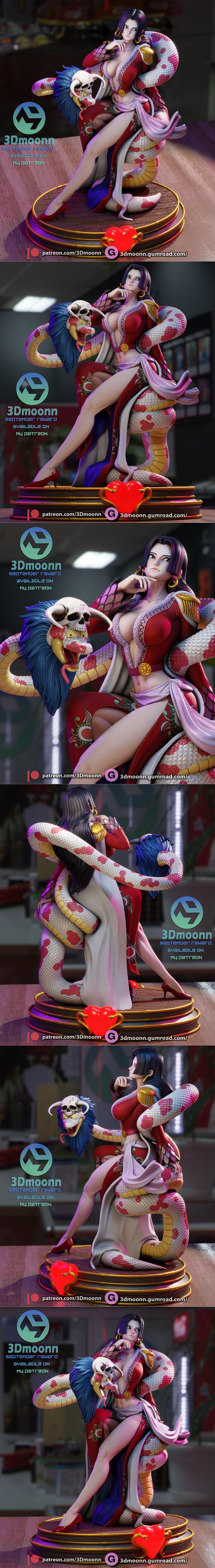 3D打印模型：海贼王·博阿·汉科克|3Dmoonn – One Piece – Boa Hancock – 3D Print Model STL