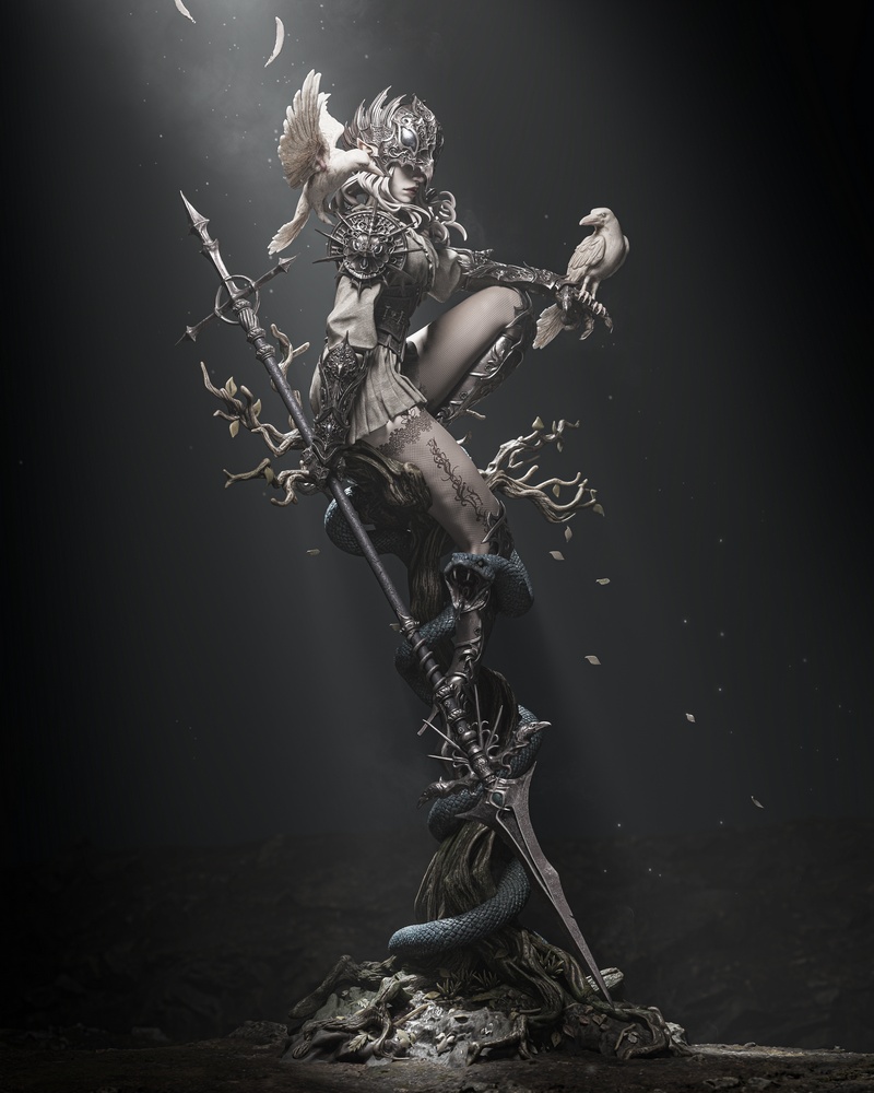 伦诺拉·暗鸦女王 3D打印模型|Lenora Queen of Crows – 3D Print Model
