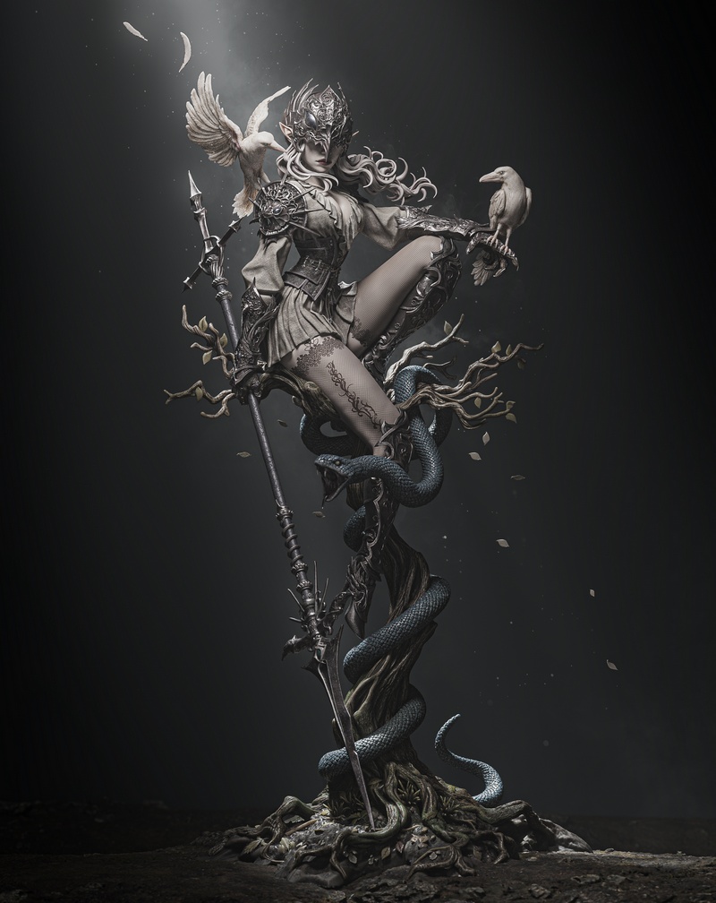 伦诺拉·暗鸦女王 3D打印模型|Lenora Queen of Crows – 3D Print Model