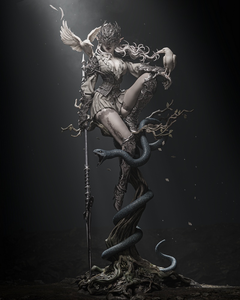伦诺拉·暗鸦女王 3D打印模型|Lenora Queen of Crows – 3D Print Model