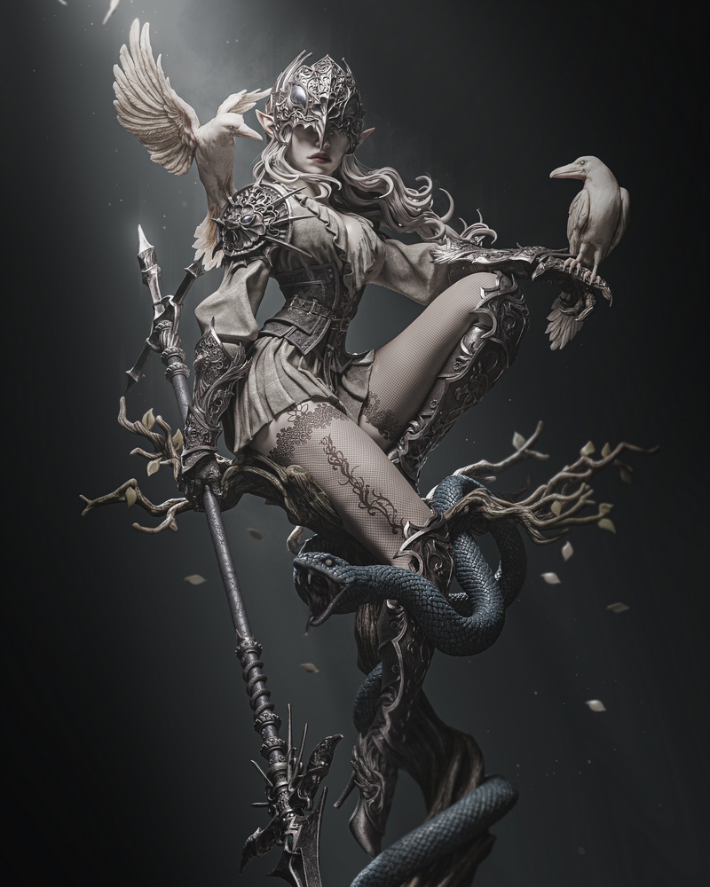 伦诺拉·暗鸦女王 3D打印模型|Lenora Queen of Crows – 3D Print Model