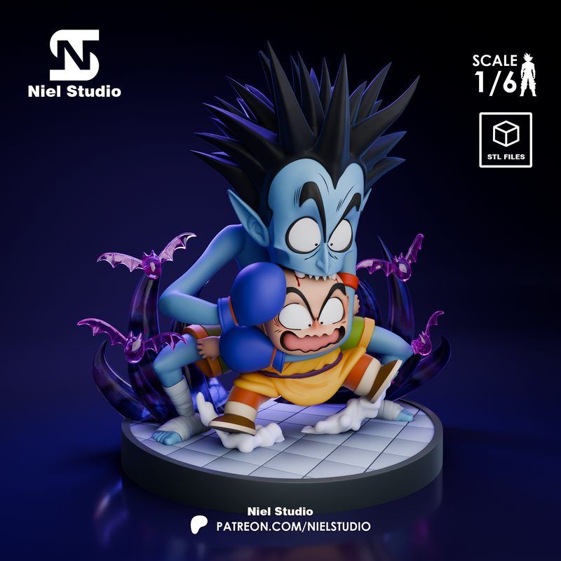Niel Studio -龙珠 -克林对吸血鬼 -3D打印模型|Niel Studio – Dragon Ball – Krillin vs Vampire – 3D Print Model