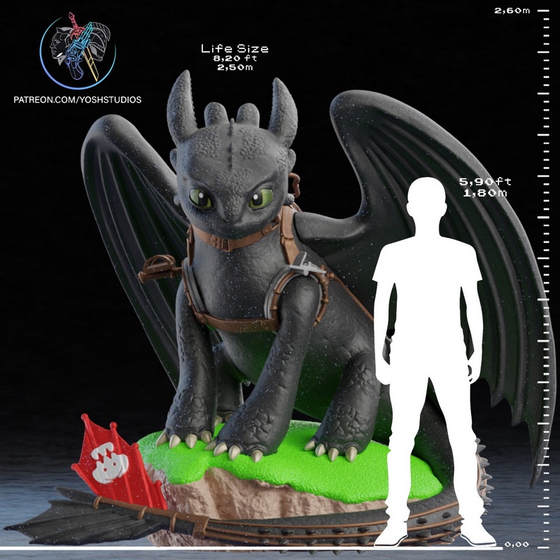 Yosh Studios - 《牙狼》同款生命大小3D打印模型|Yosh Studios – Life Size Toothless – 3D Print Model