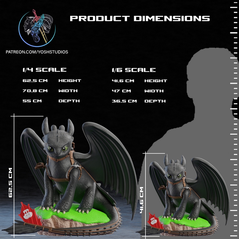 Yosh Studios - 《牙狼》同款生命大小3D打印模型|Yosh Studios – Life Size Toothless – 3D Print Model