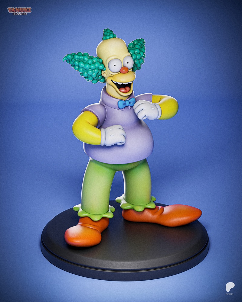 3D打印模型：辛普森一家·克鲁斯蒂小丑|Tanuki Figures – Krusty the Clown – The Simpsons – 3D Print Model